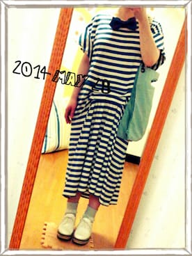 「アイテム（蝶ネクタイ、パープル系）」を使った、703さん（レディース・155cm）の春コーディネート