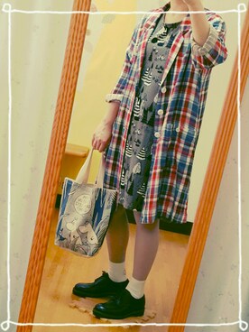 「タイツ×靴下」｜「アイテム（その他アウター）」を使った、703さん（レディース・155cm）の秋コーディネート