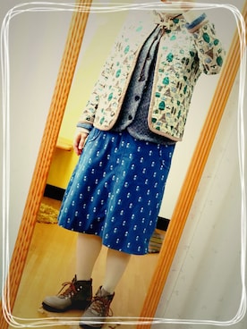 「白タイツ」｜「アイテム（ノーカラージャケット）」を使った、703さん（レディース・155cm）の秋コーディネート