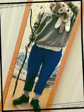 「Ne-net（ネネット）のネルストライプ②（シャツ/ブラウス）」を使った、703さん（レディース・155cm）の冬コーディネート