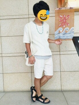 「BEN DAVIS（ベンデイビス）のアイテム（トートバッグ）」を使った、shintamunさん（メンズ・169cm）の夏コーディネート