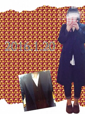 「colza（コルザ）のアイテム（チェスターコート）」を使った、あんこさん（レディース・160cm）の冬コーディネート