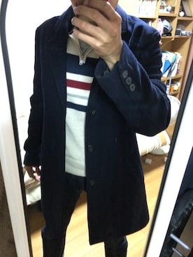 「TOPMAN（トップマン）のアイテム（チェスターコート）」を使った、ジェンマさん（メンズ・175cm）の秋コーディネート