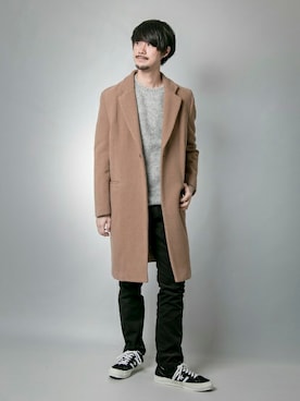 「URBAN RESEARCH（アーバンリサーチ）のアイテム（チェスターコート）」を使った、FUJIWARAさん（メンズ・177cm）の秋コーディネート