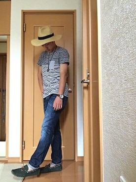 「ZARA（ザラ）のアイテム（モカシン/デッキシューズ、グリーン系）」を使った、ma$aさん（メンズ・175cm）の夏コーディネート