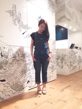 「アイテム（サロペット/オーバーオール）」を使った、涼子さん（レディース・152cm）の秋コーディネート