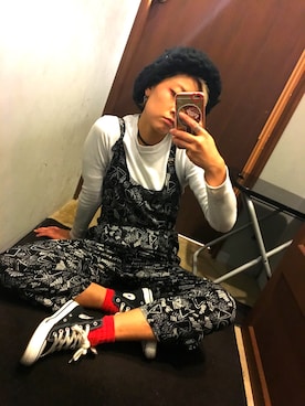 「jouetie（ジュエティ）のアイテム（つなぎ/オールインワン）」を使った、EMMYさん（レディース・154cm）の秋コーディネート