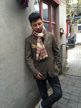 「SCOTCH & SODA（スコッチ アンド ソーダ）のアイテム（テーラードジャケット）」を使った、kelvinxuさん（メンズ・178cm）の秋コーディネート