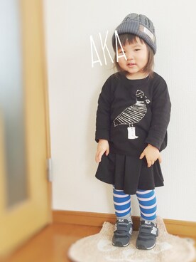 「uu」｜「アイテム（ニットキャップ/ビーニー）」を使った、akaさん（キッズ・90cm）の冬コーディネート