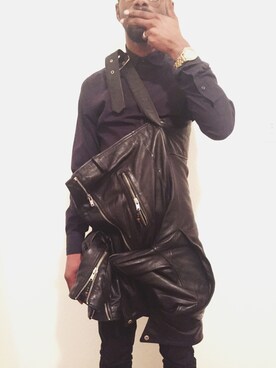 「BLK DNM（ブラックデニム）のアイテム（ライダースジャケット）」を使った、lesbanter1さん（メンズ・170cm）の冬コーディネート