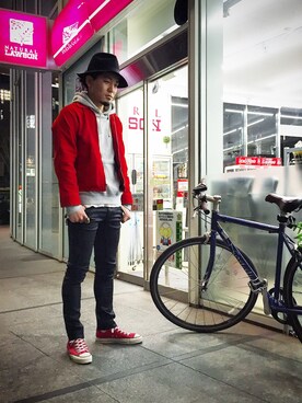 「REIGNING CHAMP（レイニングチャンプ）のアイテム（パーカー）」を使った、YUTA KABURAGI さん（メンズ・175cm）の春コーディネート