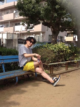 「アイテム（イエロー系）」を使った、YUTA KABURAGI さん（メンズ・175cm）の夏コーディネート