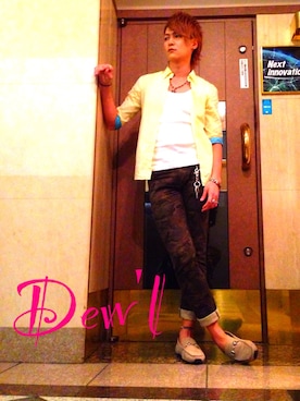 「NO ID.（ノーアイディ）のアイテム（タンクトップ）」を使った、club Dew'lさん（メンズ・182cm）の夏コーディネート