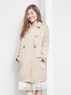 「ショップコート」｜「アイテム（トレンチコート）」を使った、parfumPRさん（レディース・160cm）の春コーディネート