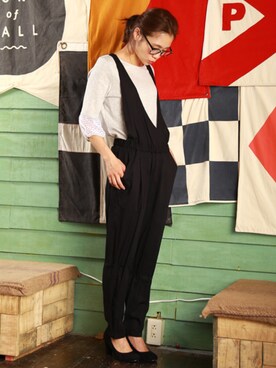 「アイテム（オールインワン・サロペット）」を使った、parfumPRさん（レディース・162cm）の春コーディネート