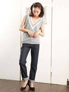 「アイテム（ベスト）」を使った、parfumPRさん（レディース・162cm）の春コーディネート