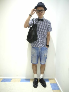 「アイテム（蝶ネクタイ）」を使った、一政さん（メンズ・170cm）の夏コーディネート