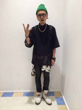 「ハイカット」｜「アイテム（ブルゾン）」を使った、一政さん（メンズ・170cm）の夏コーディネート