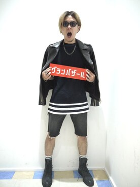 「膝上ショーツ」｜「アイテム（ブーツ）」を使った、一政さん（メンズ・170cm）の夏コーディネート