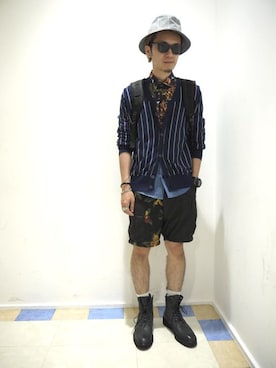 「DISCOVERED（ディスカバード）のアイテム（帽子）」を使った、一政さん（メンズ・170cm）の夏コーディネート