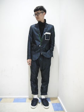 「MOSCOT（モスコット）のアイテム（メガネ）」を使った、一政さん（メンズ・170cm）の冬コーディネート