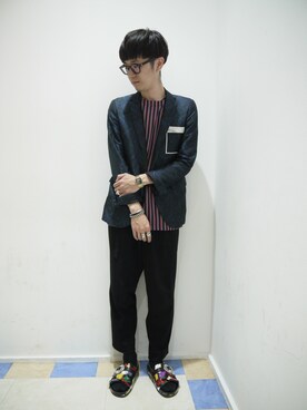 「MIDWEST（ミッドウエスト）のアイテム」を使った、一政さん（メンズ・170cm）の春コーディネート