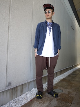 「MIDWEST（ミッドウエスト）のアイテム」を使った、一政さん（メンズ・170cm）の春コーディネート