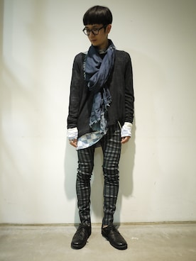「MOSCOT（モスコット）のアイテム（メガネ）」を使った、一政さん（メンズ・170cm）の春コーディネート