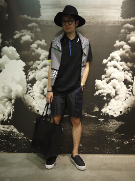「DISCOVERED（ディスカバード）のアイテム（帽子）」を使った、一政さん（メンズ・170cm）の夏コーディネート