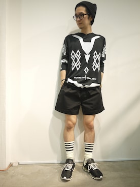 「RICK OWENS」｜「アイテム（ニットキャップ/ビーニー）」を使った、一政さん（メンズ・170cm）の夏コーディネート