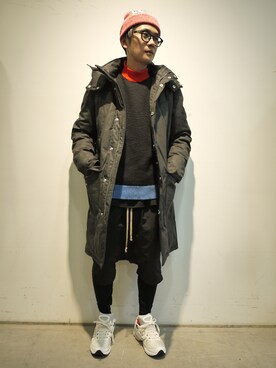 「RICK OWENS」｜「アイテム（モッズコート）」を使った、一政さん（メンズ・170cm）の秋コーディネート