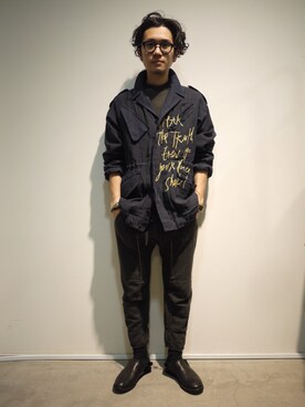 「HAIDER ACKERMANN（ハイダーアッカーマン）のアイテム（ジャケット/アウター）」を使った、一政さん（メンズ・170cm）の冬コーディネート