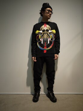 「MARCELO BURLON（マルセロ・バーロン）のアイテム」を使った、一政さん（メンズ・170cm）の冬コーディネート