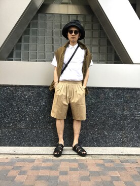 「KIJIMA TAKAYUKI」｜「アイテム（スウェット）」を使った、一政さん（メンズ・170cm）の春コーディネート