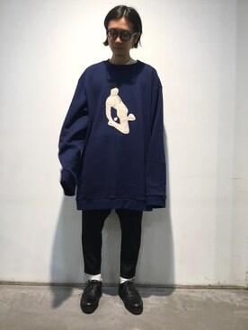 「DRESSEDUNDRESSED（ドレスドアンドレスド）のアイテム（スウェット）」を使った、一政さん（メンズ・170cm）の夏コーディネート