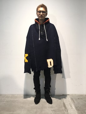 「RAF SIMONS（ラフシモンズ）のアイテム（トップス）」を使った、一政さん（メンズ・170cm）の夏コーディネート