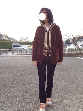 「カウチンセーター」｜「アイテム（ブルゾン）」を使った、るくれちさん（レディース・171cm）の冬コーディネート