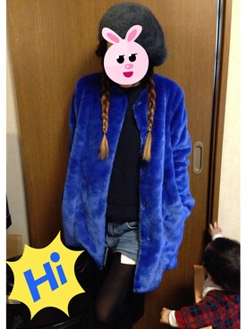 「SLY（スライ）のアイテム（ノーカラージャケット）」を使った、Bunkichiさん（レディース・153cm）の冬コーディネート