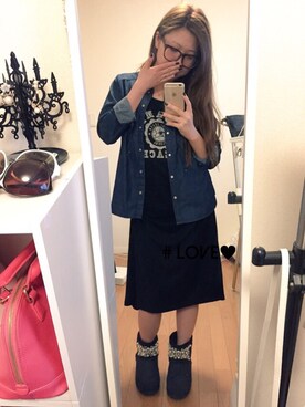 「デニム風シャツ」｜meroさん（レディース・155cm）の秋コーディネート
