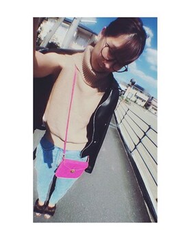 「ノースリーブニット」｜「アイテム（ライダースジャケット）」を使った、himariさん（レディース・164cm）の秋コーディネート