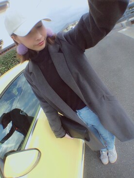 「アイテム（アクセサリー、パープル系）」を使った、himariさん（レディース・164cm）の冬コーディネート