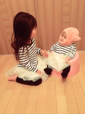 「e.a.B（エーアーベー）のアイテム（帽子）」を使った、EmiiroDreamさん（キッズ・100cm）の冬コーディネート