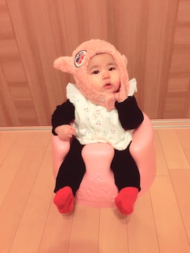 「e.a.B（エーアーベー）のアイテム（帽子）」を使った、EmiiroDreamさん（キッズ・70cm）の冬コーディネート