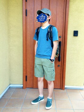 「アイテム（キャップ）」を使った、KANさん（メンズ・170cm・10代）の夏コーディネート