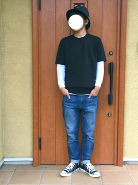 「Alpha Industries（アルファインダストリーズ）のアイテム（帽子）」を使った、KANさん（メンズ・171cm）の秋コーディネート