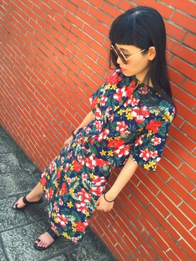 「flower」｜「アイテム（オールインワン・サロペット）」を使った、黃慈慈さん（レディース・164cm）の春コーディネート