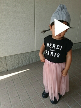 「NIKE（ナイキ）のNIKE AIR FORCE 1 TD（スニーカー、ブラック系）」を使った、aoさん（キッズ・90cm）の夏コーディネート