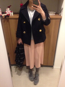 「ガウチョパンツ」｜「アイテム（ピーコート）」を使った、hypoさん（レディース・162cm）の冬コーディネート