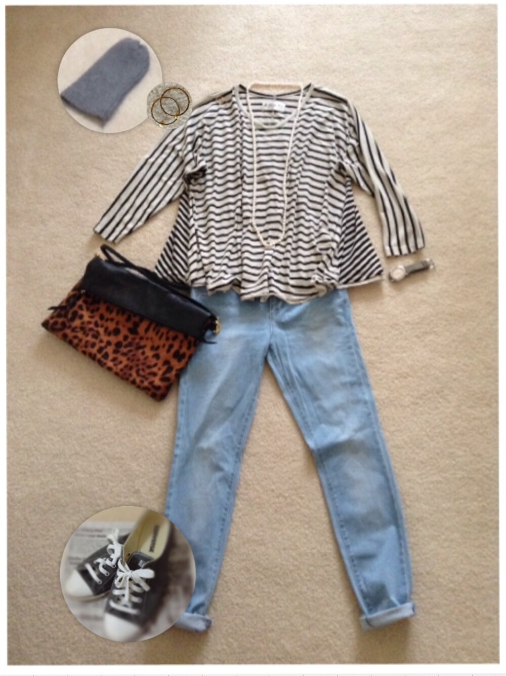 ホワイト系のTシャツ/カットソーを着用したレディースの春コーディネートの1枚目の写真