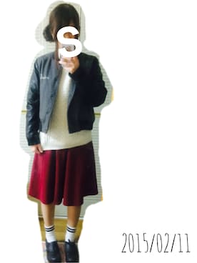 「誕生日」｜「アイテム（スタジャン）」を使った、Sakuさん（レディース・155cm）の冬コーディネート